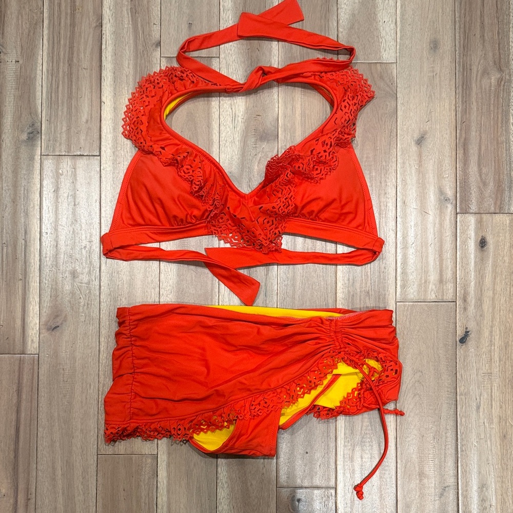 Jessica Simpson Yellow and Red Bikini set